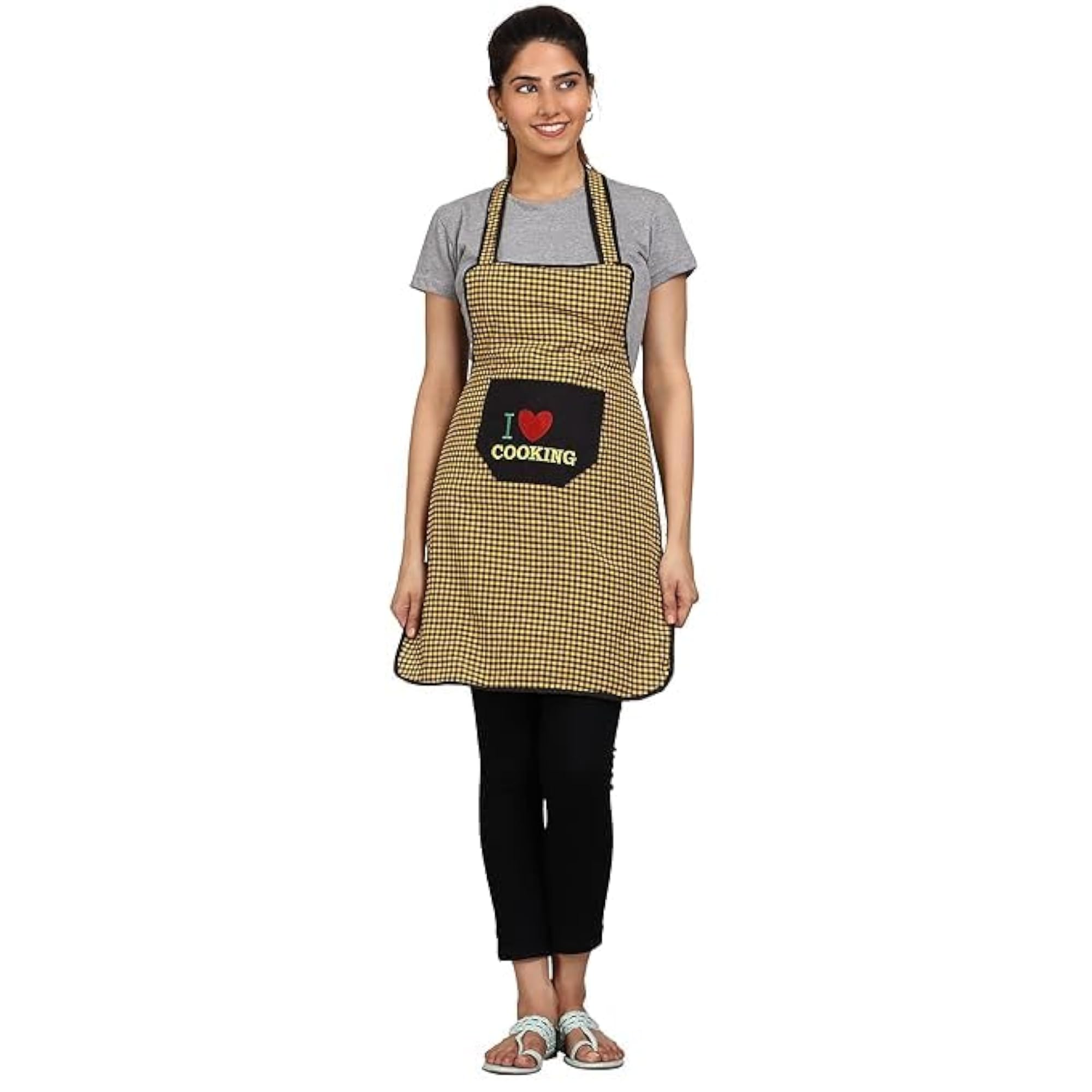 Cotton Checkered Design Waterproof Apron with Pocket