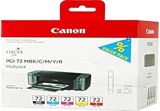 Canon PGI-72 Matte Black Cyan Magenta Yellow Red Ink Cartridge Combo Pack - 6402B009