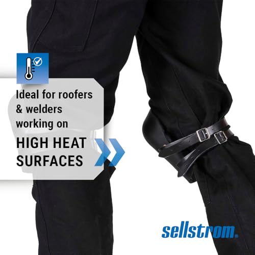 Image of Sellstrom KneePro Professional Roofers Kneepads for Roofing, Men & Women | Knee Pads for Roofing, Ultra-Dense Thick Foam Cushion, Heat-Resistant Non-Marking Rubber, No-Slip Double Leather Straps