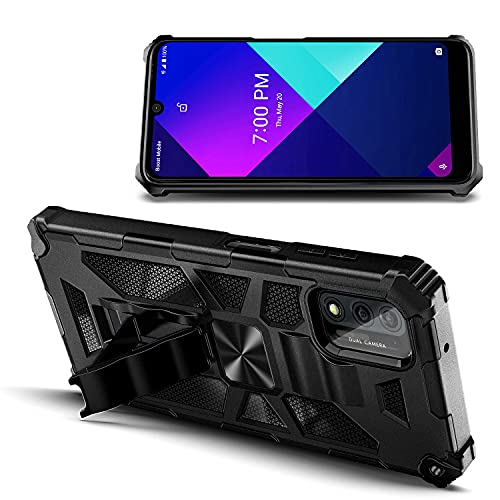 Nznd Case For Wiko Ride 3 With Tempered Glass Screen Protector (Maximum Coverage), Full-Body Protective [Military-Grade], Built-In Kickstand, Heavy-Duty Phone Case (Black) #TOP1