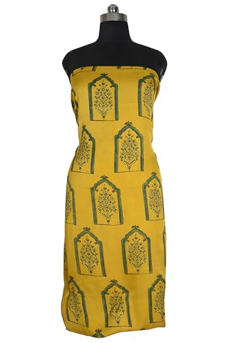 Image of Ethnics of Kutch Women's Ajrakh Modal Silk Natural Dye Hand Block Print Unstitched Kurta Fabric (For Lenght - Refer Bullet Point Below)