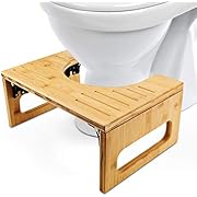 DadyMart Toilet Stool, Bamboo Foldable Stool for Bathroom, 7 Inches, Natural Color