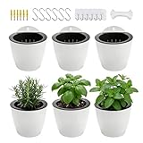 ORIMERC 6er-Set Selbstw&auml;ssernder Blumentopf Wand h&auml;ngende Selbstbew&auml;sserungst&ouml;pfe K&uuml;che Kr&auml;utertopf Wandt&ouml;pfe Pflanze innen Wasserspeicher Pflanzgef&auml;&szlig;e Kr&auml;utergarten Balkon vertikal Wandmontage wei&szlig;