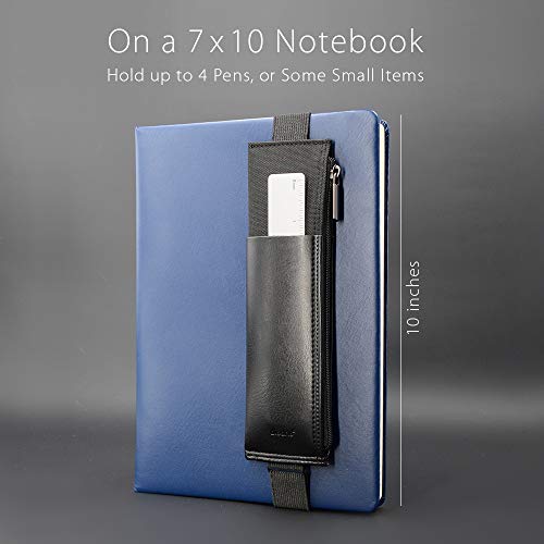 Adjustable Zipper Pen Pouch Pencil Holder Elastic Band, Pen Sleeve Case For Hard Cover Journals, Planners, Notebooks, Books, Binders, Fits Regular & Large Journal, Hold Erasers, U Disks, Detachable. #TOP4