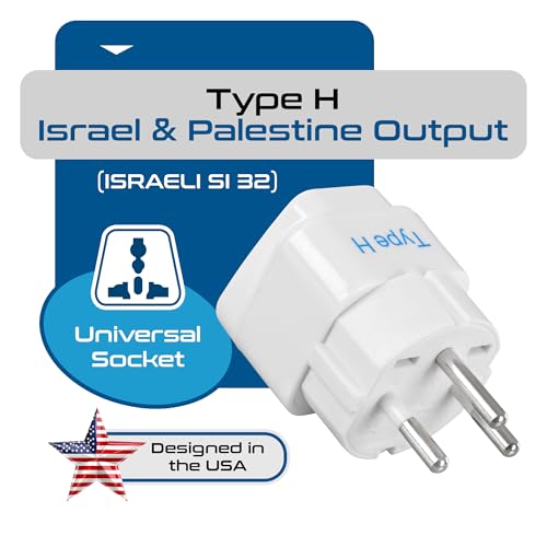 Image of Ceptics Israel Power Adapter Travel Universal Plug,Works in Palestine,Jerusalem,Holy City-Perfect for Charging your Electronic Devices (Type H)- Safe Grounded Connection-3 Pack (GP-14-3PK),White