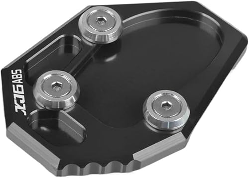 Motorradständer-Verbreiterung, Seitenständerpolster for Y&amaha for XJ6 for ABS 2009-2016 Motorrad-Seitenständer aus Aluminium, Vergrößerungsverlängerungspolster, Ständerplatte, stabil(Black)