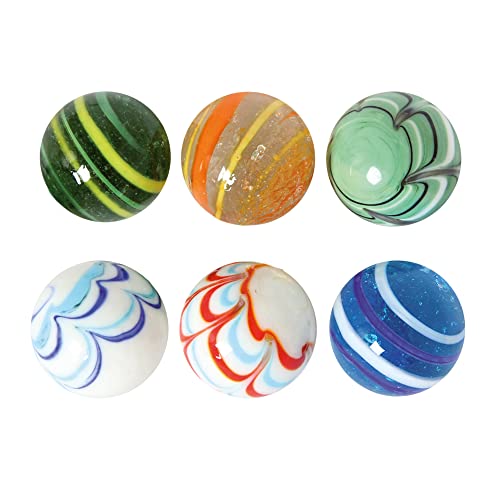 Bartl 110064 Glas-Murmeln Streifenmix 30 mm, 6-TLG.