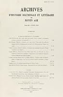 Archives d'Histoire Litteraire Et Doctrinale Du Moyen-Age LXVIII - 2001 2711615391 Book Cover