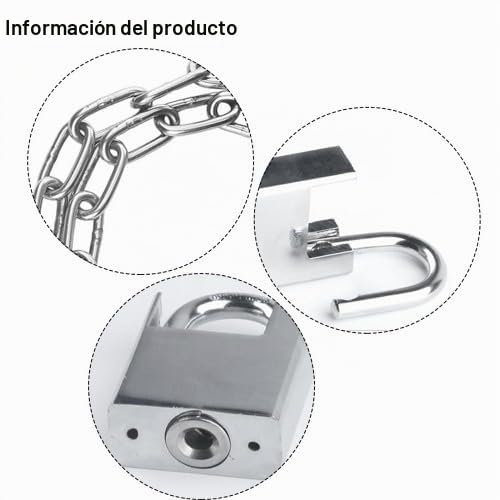 Candado de cadena para bicicleta, 0,8 m, anticorte, candado con 4 llaves, cadena y candado para bicicletas, motocicletas, puertas