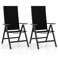 COSTWAY Set van 2 rotan stoelen, polyrotan tuinstoel, hout, tuinstoel