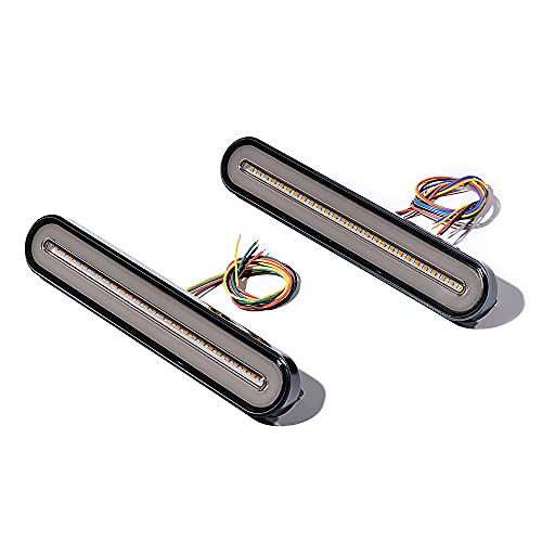 AstraDepot Motorcycle Dual Rear Fender/Bagger Vertical Mount LED Rod Light Kit Compatible with Harley Davidson Full LED 3-In-1 Stop/Brake Turn Signal Indicator Running Light