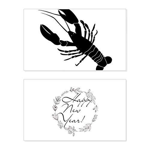 Carte de Nouvel An aux crevettes noires pour vœux commémoratifs élégants