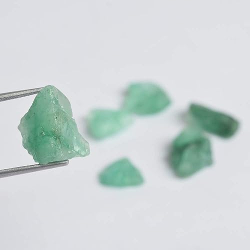 Miniatura 3 de Lote de 6 piezas de cristales curativos de esmeralda verde rara, gemas ásperas de cabbing lapidario natural de 44.00 quilates, Gema, lote de piedras
