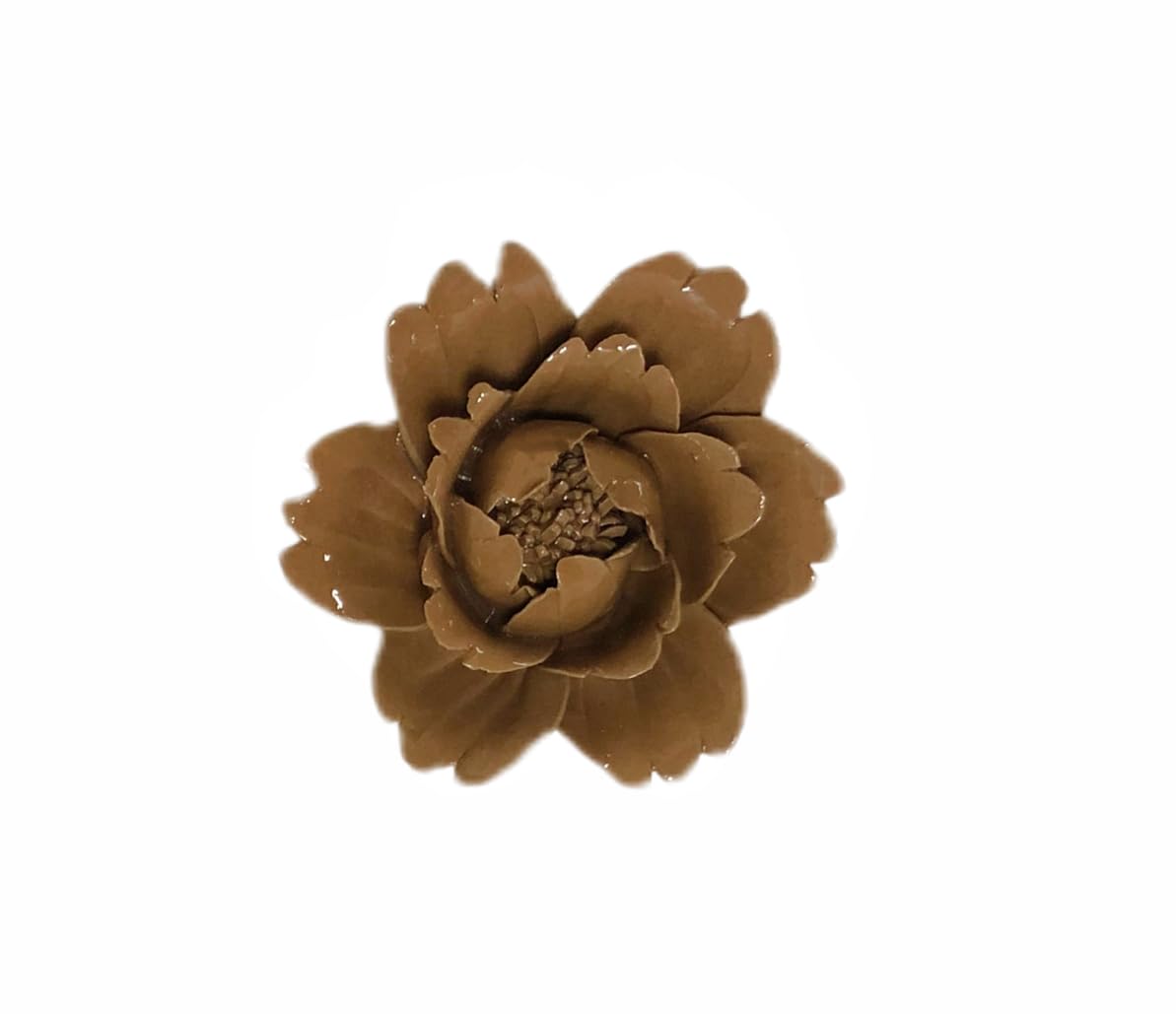 Brown,Peony Flower Bud, 3.15",Ceramic Flower Wall Art Decor, Artificial Flower Wall Sculpture,Handmade Ceramic Flowers for Home,Hallway,Living Room, Kitchen,Bathroom