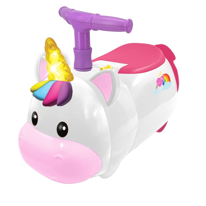 Unicorn Zoom Zoom Ride On Toys - Interactive Lights & Sounds Unicorn Car for Kids with Built-in Storage, Push Along For Balance & Coordination - Ride-On Toys for 1 Year Old, Boys, Girls — image 1