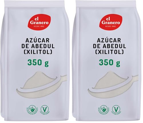 El Granero Integral - Azúcar Abedul - 350 g - Edulcorante Natural - Regula Niveles de Insulina - Inhibe el Crecimiento de Bacterias y Previene las Caries - Ideal para Diabéticos (Paquete de 2)