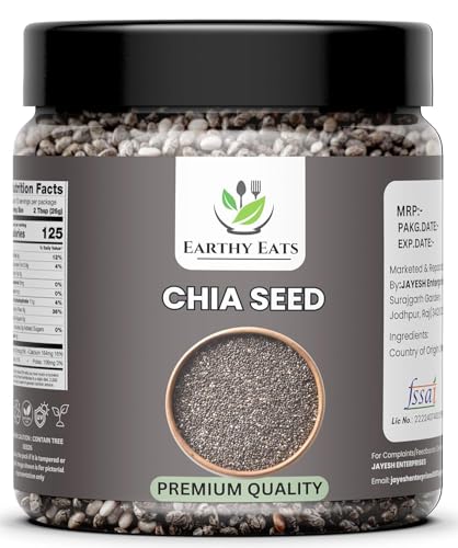 Image of Earthy Eats Chia Seeds - Seeds for Eating | Seeds for Weight Management | Rich in Calcium, Protein & Fibre (Jar Pack) (1kg)