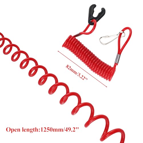Image of Pack of 3 Boat Kill Switch Tether Lanyard for Emergency Engine Stop Crucial Outboard Motor Safety Lanyard Replacement for Jet Skis, Red