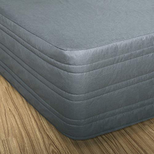 Marquess Quilted Tailored Bed Skirt With Classic 14" Length Drop For Bedroom- Polyester Blended Thick Bed Skirt- Sagging Sense Enhanced，Anti-Wrinkle, Fade Resistant Dust Ruffle (Charcoal, Queen) #TOP1