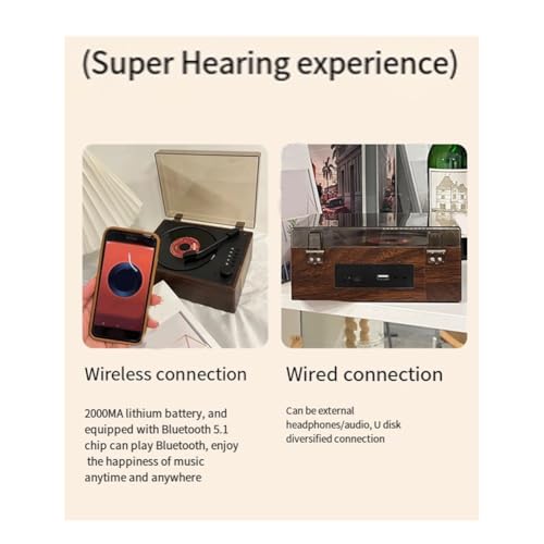Qerwsdty Retro odtwarzacz CD, ładowany, obsługuje CD, BT, USB, 3,5 mm AUX, przenośny odtwarzacz CD, kompatybilny z Bluetooth 5.0, do .