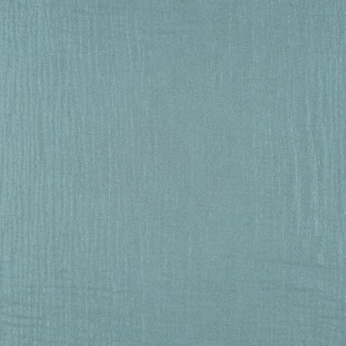 Tissu double gaze bleu sarcelle pailleté 10m anti repassage