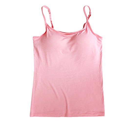 BIFINI Women's Adjustable Padded Bra Camisole Top Sleeveless T-Shirt, Colors Pink