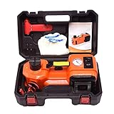 YWMLFZ 12V 5Ton Car Electric Hydraulic Floor Jack, Tire Inflator Pump and LED Flashlight 3 in 1 Set with Safe Hammer