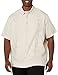Cubavera Men's Four-Pocket Mini Pintuck Embroidered Authentic Guayabera Shirt, Short Sleeve Button Down, Natural Linen, Medium