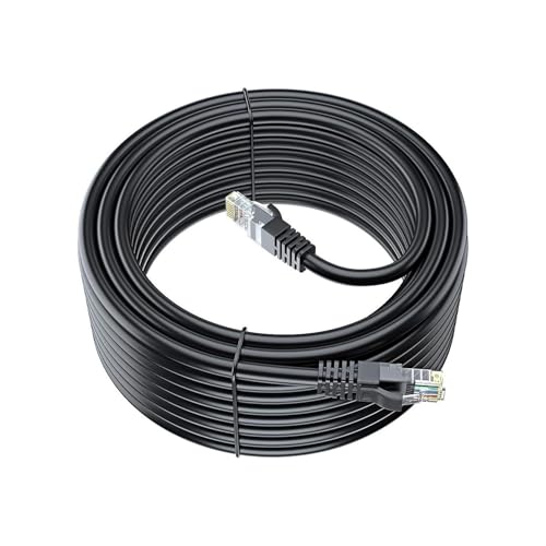Sadow 30 Meter Cat5e Heavy Duty Outdoor Cable Weatherproof/UV Resistant 1000mbps Ethernet Cable Suitable for Direct Burial Installations cat5e Patch LAN Cable Internet Network Cord- Black