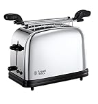 Russell Hobbs Tostapane con Pinze - Per Toast Farciti o Sandwich - 2 Fette - Acciaio Inox Lucidato; Fessure per toast extra larghe; 6 livelli di doratura; Scongelamento, 1200 W, Victory 23310-57