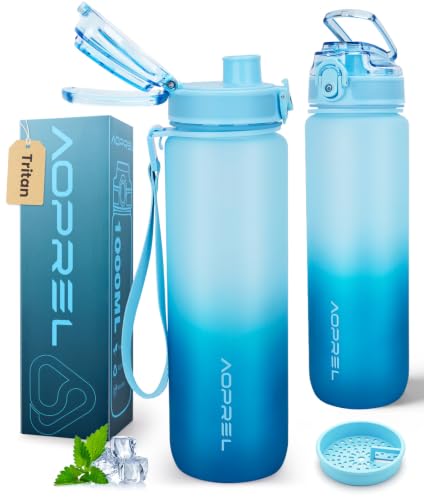 AOPREL Trinkflasche 1L Mit Filter & Zeitmarkierung, BPA-frei Tritan – Ansicht 1