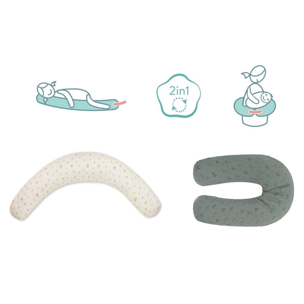 Fillikid Cuscino da allattamento 190 cm – con imbottitura in micro perle EPS e rivestimento in cotone (rimovibile e lavabile) – versatile come cuscino per gravidanza, allattamento e conservazione