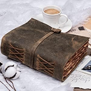 Leather Journal Vintage Leather Bound Handmade Antique Deckle Edge Paper Sketchbook Book Of Shadows Thick Journal For Men And Women