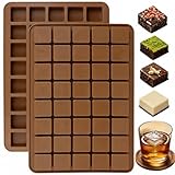 FRUIID Square Silicone Mold, 2Pcs Chocolate Caramel Candy Molds, 80-Cavity Small Square Cube Silicone Molds for Whiskey Ice Cube, Hard Candy, Praline, Gummy, Jello, Brownie, Truffles, Mini Butter