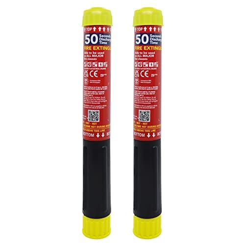 Fire Safety Stick - FSS50 Double Pack (FSS50-DBLE : Fire Extinguisher A B C F & Electrical - 50 Seconds Discharge x2 units - Light & Compact No Mess Non-pressurised 15 year Shelf life)