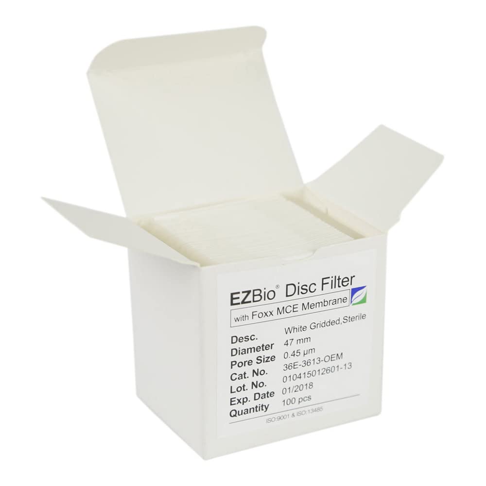 Foxx Life Sciences 36E-3613-OEM EZBio Gridded Membrane Disc Filter, MCE Sterile, 47 mm, .45 µm Pore Size (Pack of 100)
