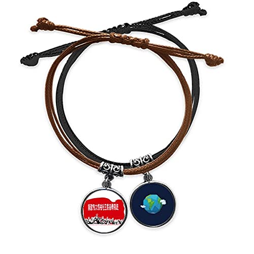 Pulsera libro soldado roja ajustable en cuerda trenzada de cuero tierra