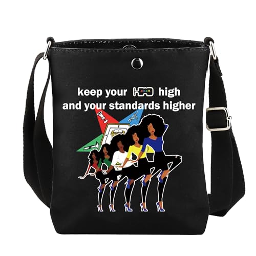 CMNIM OES Gifts OES Book Sleeve Order of The Eastern Star Sisterhood Book Covers for Paperback for OES Sistars Keep Head High (Sisterhood Crossbody Bag), Black