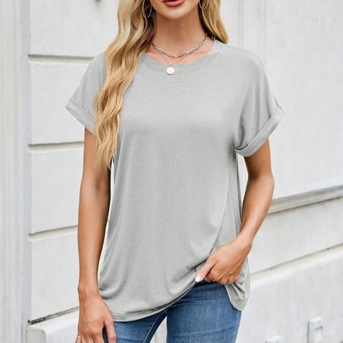 Womens T Shirts Plain Crew Neck Short Sleeve Cotton Oversized Tshirts Casual Loose Basic Tees Cute Summer Tops2