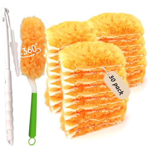 Duster Refill for Swiffer Duster?Multi Surface 360 Duster + 1 Handle?30 Count Disposable Dusters for Cleaning