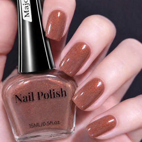 Major Dijit Taupe Shimmer Quick Dry Nail Polish - Dries in 90 Seconds, Non-Toxic Glossy Formula, Cruelty-Free, Long-Lasting Fingernail Polish for Women, 0.5 fl oz