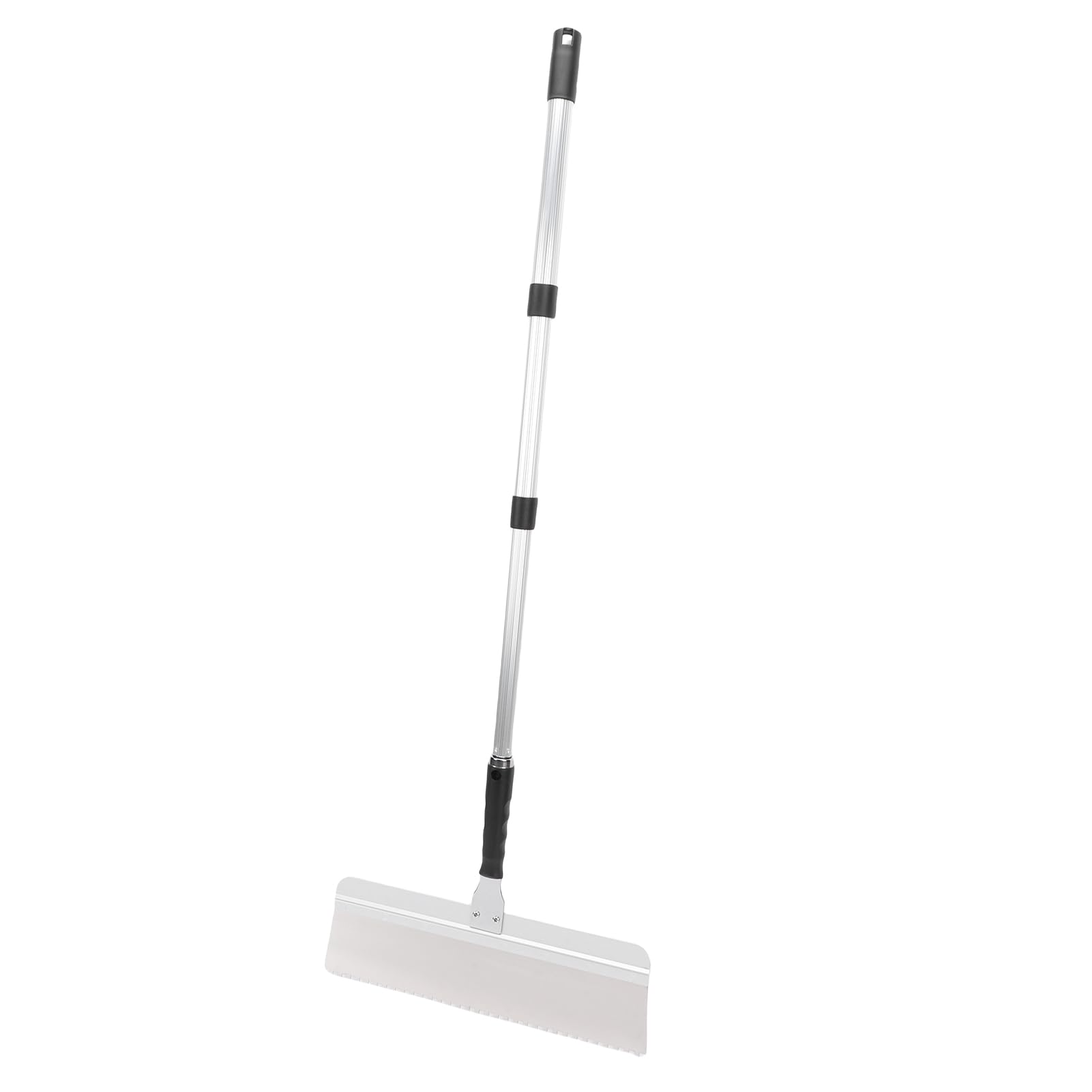 Juego de raspadores de suelo de 40,6 cm, hoja intercambiable con mango roscado, espátula de goma ajustable con muescas para autonivelación, ideal para limpieza de azulejos y concreto