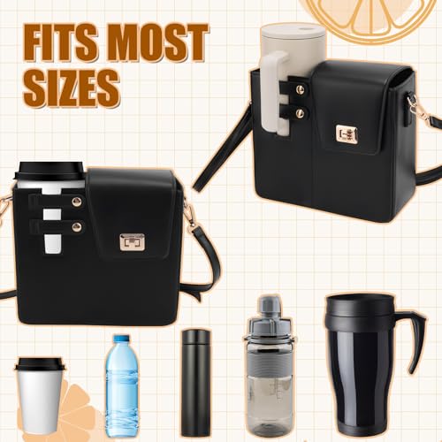 Outdoor Portable Crossbody Water Cup Storage Bag, Black Crossbody Purse for Stanley Cup Tumbler with Adjustable Shoulder Strap Holder Bag for Most Water Bottles Travel & Daily Use4
