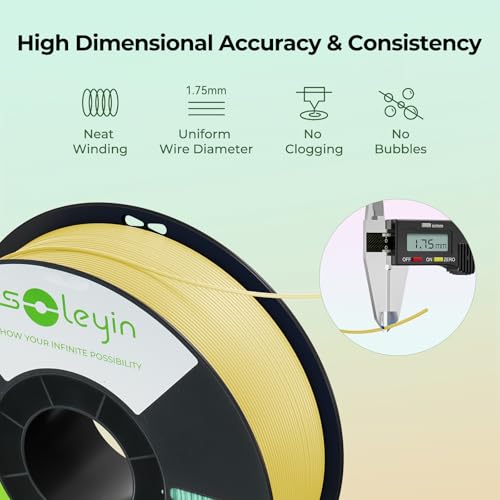 Image of SOLEYIN 3D Printer Filament, 1.75mm Ultra PLA Filament fot 3D Printing High Speed 30-300mm /s Accuracy + /- 0.02mm, 1kg Spool (2.2lbs), Fit Most FDM 3D Printer, Soleyin by Creality Filament, PLA Black