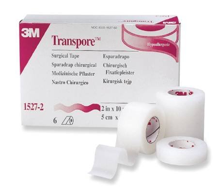 3M 1527-2 Medical Tape Transpore Plastic 2 Inch X 10 Yards NonSterile (6 Per Box)