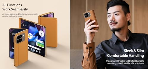 Image of WHITBULL Business Style Leather Case with High Protection Scratch-Resistant Protective Cover Compatible with Google Pixel 9 Pro Fold 5G / Google Pixel Fold 2 5G Brown
