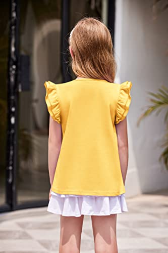 Image of Arshiner Girls Shirts Ruffle Short Sleeve Summer Cute Casual Crewneck Tops Blouse Tee