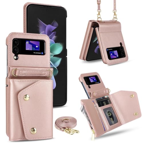 Portefeuille pour Samsung Galaxy Z Flip 3 4 étui avec porte-fente pour carte à glissière cuir