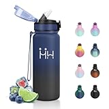 Trinkflasche Edelstahl 750ml, Thermosflasche mit Strohhalm, Isolierflasche Doppelwandig, BPA-Frei, Trinkflasche Kohlensäure Geeignet, Wasserflasche Sport für Sport, Maedchen, Junge, Laufen, Büro, Gym