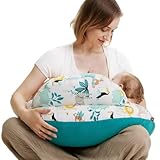 momcozy Coussin d’Allaitement Grande Taille avec Bord de sécurité – Coussin Ergonomique pour Allaitement et positionnement avec Sangle réglable et Housse en Coton Amovible, Forêt et Animaux